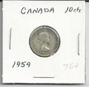 Canada 1959 - 10 cent coin