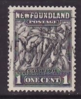 Newfoundland-Sc#184iii- id24-used 1c Codfish-inverted wmk-1932-7-