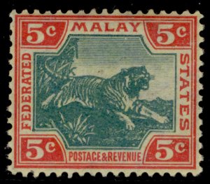 MALAYSIA - Fed Malay EDVII SG39e, 5c green & carm/pale yellow, NH MINT. Cat £16.