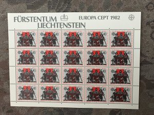 LIECHTENSTEIN #733-734 Sheet of 20 stamps Mint NH -Europa 1982