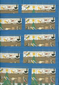 Denmark 10 Christmas Sheet. 1994 Kalundborg Animals. Owl,Birds,Fox,Horse,Swan.