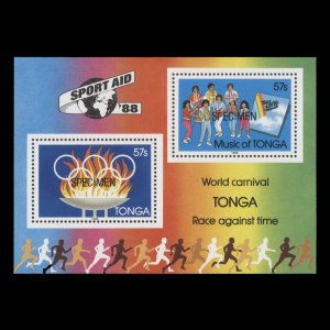 Tonga 1988 (MNH) Sport Aid SPECIMEN miniature sheet ...