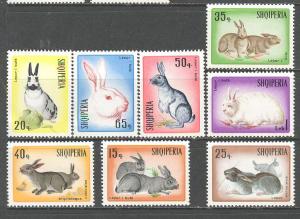ALBANIA Sc# 1074 - 1081 MNH FVF Set8 Hares & Rabbits