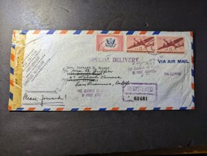 1943 Registered USA Airmail Special Delivery Cover Honolulu to San Francisco CA