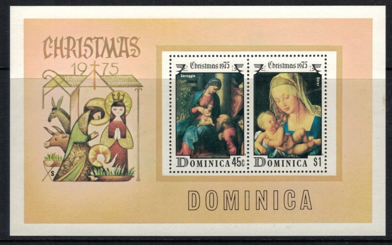 Dominica #447-53a* NH  CV $3.25 Christmas 1975 Complete set & Souvenir sheet