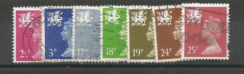 GREAT BRITAIN, WALES, Machins, used set of 7