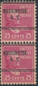 US 829 Presidential Issue; Used pair; Precancel -- See details and scans