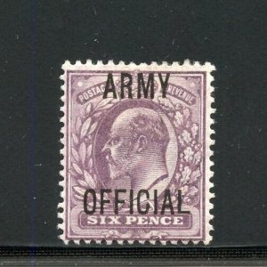 GREAT BRITAIN SCOTT #O62 ARMY OFFICIAL 6p 1913 EDWARD MINT HINGED--RARE