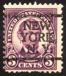 1923, US 3c, Used, New York precancel, Sc 555