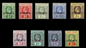 Virgin Islands #38-46S (SG 69-77s) Cat£200, 1913 George V, complete set to 5...