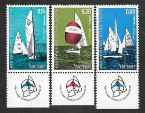 SD)1970 ISRAEL COMPLETE SERIES, WORLD SAILING CHAMPIONSHIPS 420 CLASS, 3 STAMPS