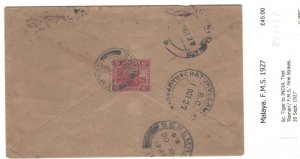 Malaya - FMS 1927 6c Tiger fu on neat cover to India, scarce REMAN cds