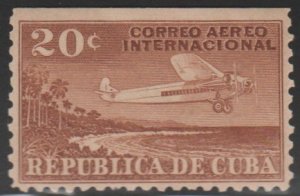 1931 Cuba Stamps Sc C7 Airplane and Coast Foreign Postage 20c MNH