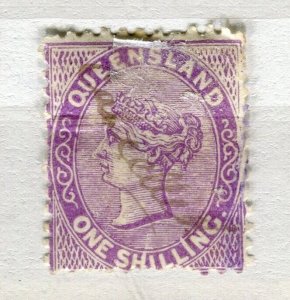 QUEENSLAND; 1879 early classic QV issue fine used Shade of 1s. value