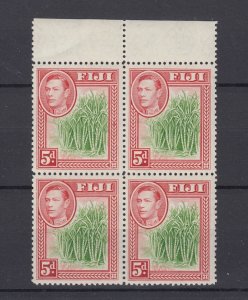 Fiji KGVI 1940 5d Block Of 4 p12.5 MNH BP8487