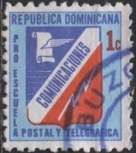 Dominican Republic RA53 (used) 1c Communications School, blue frame (1972)