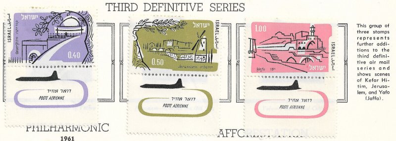 Israel Air Post Stamp Set - #C18-C26/AP7 Land Scapes w/ Tabs OG Mint/LH-H 1960-1 