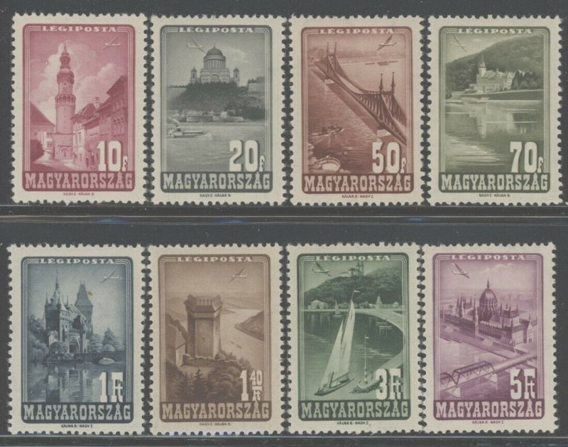 Hungary 1947 Famous Buildings airmail set Sc# C45-52 mint