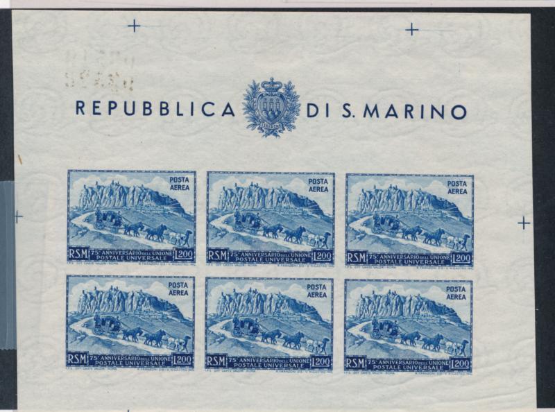 SAN MARINO C62b MINT NH SOUVENIR SHEET, IMPERF, HORSE