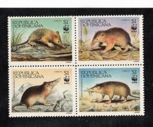 Dominican Republic Sc 1158 MNH Block of 4 issue of 1994 - WWF -Animals - HJ06