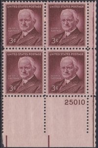 1062 George Eastman Plate Block MNH