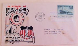 US FDC KNAPP MERCHANT MARINE 1946 # 939-37