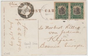 CANAL ZONE cover - postmark 17 July 1909 - postcard to Kljuc, Bosnia