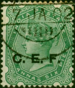 India C.E.F 1900 2a6p Green SGC5 Fine Used (3)