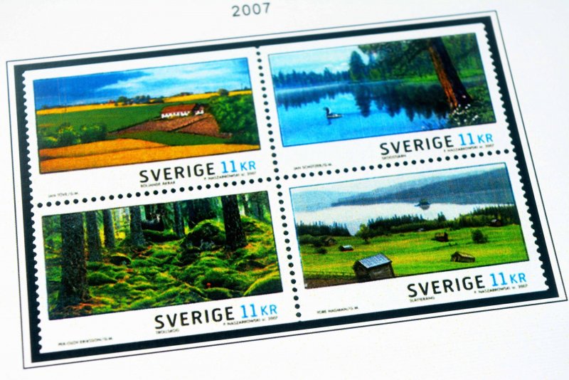 COLOR PRINTED SWEDEN 2000-2010 + 2011-2019 STAMP ALBUM PAGES (131 illust. pages)