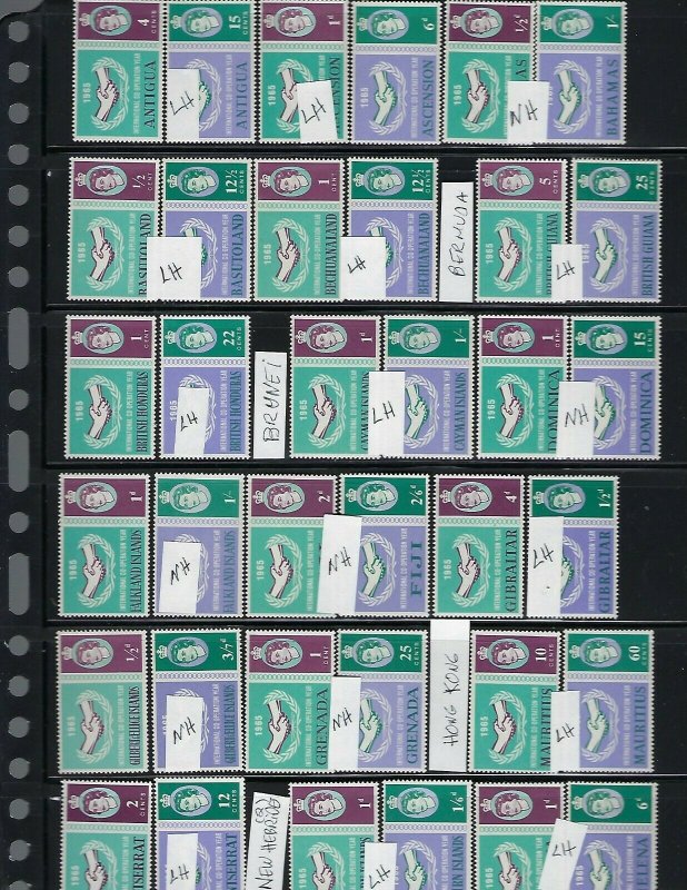 1965 INTL. COOPERATION - 24 (MISSING 8)  MINT SETS - 8 NH- 16 LIGHT HINGED 