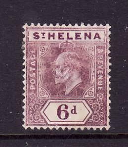 St Helena-Sc#58-unused hinge remnant 6p dull violet KEVII-small pencil # on back