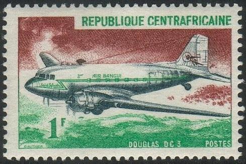 Central Africa Republic#93 - Douglas DC-3 - MNH