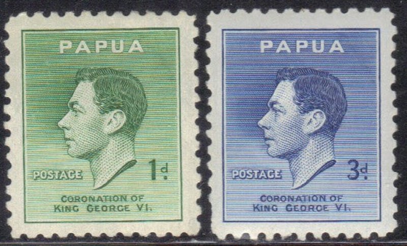 PAPUA NEW GUINEA  SCOTT# 118+120  MH  1,3p  1937   SEE SCAN