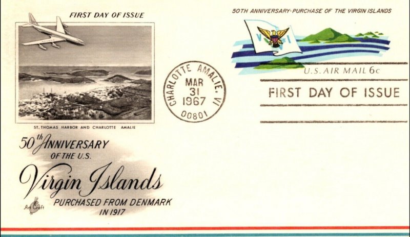 US Scott UXC6 6 Cents Virgin Islands Postcard Artcraft FDC Unaddressed
