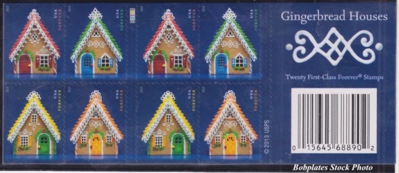 BOBPLATES #4820c Gingerbread Houses Booklet Pane of 20 VF NH SCV=$22