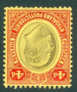 SG 76w Nyasaland protectorate 1908. 4d black & red/yellow, variety inverted...