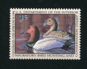 RW60 Canvasbacks Federal Duck Stamp MNH 1993 