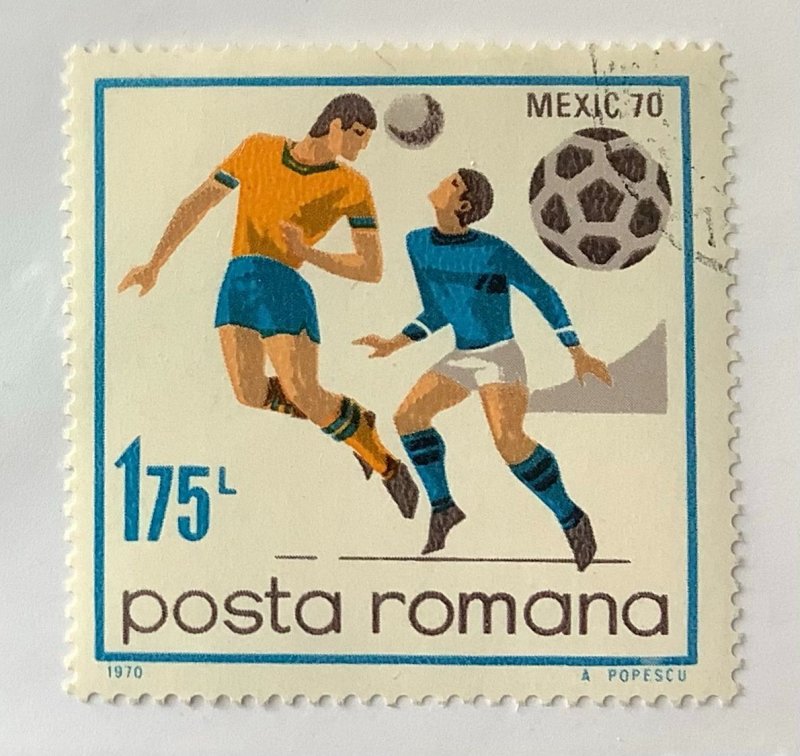 Romania 1970 Scott 2176 CTO - 1.75 L,  Soccer players, FIFA World Cup in Mexico