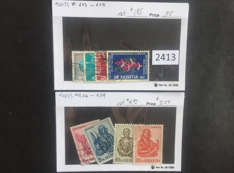 $1 World MNH Stamps (2413) Switzerland #402-5, 406-9, two used sets