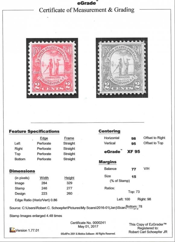 US #683 XF NH Mint OG eGrade XF 95 with Cert