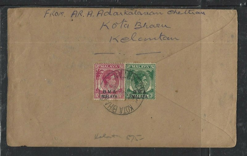  MALAYA KELANTAN BMA (PP1008B) 1948 KGVI 3C+1C  KOTA BHARU TO SINGAPORE