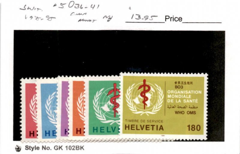 Switzerland, Postage Stamp, #5O36-5O41 Mint NH, 1975 World Health Org. (AB)