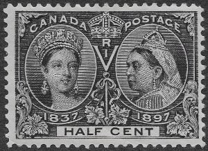 Canada Stamps Scott #50 MH F-VF 1/2c Black Queen Victoria Jubilee SCV $120