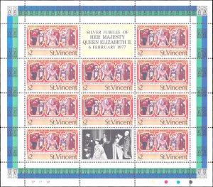 St. Vincent #483-494, Complete Set(12), Panes of 10+Labels, 1977, Royalty, NH