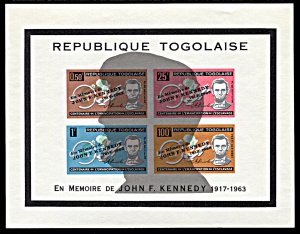 Togo 473-475,C41, MNH, John F. Kennedy In Memoriam souvenir sheet