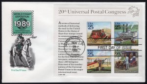 SC#2438 20th Universal Postal Congress FDC: Artmaster (1989) Unaddressed