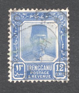 Malaya - Trengganu, Scott #30   VF, Used, 12c ultra,  CV $6.75 ..... 6470023