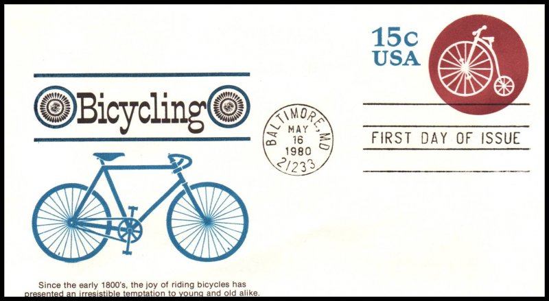 US U597 Bicycle Fleetwood U/A FDC