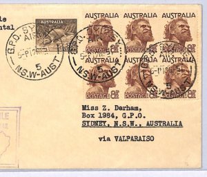 AUSTRALIA/CHILE Air FIRST EXPERIMENTAL FLIGHT 1951 Valparaiso *ROUND TRIP* WA58