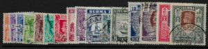 BURMA SG18b/33 1938-40 DEFINITIVE SET USED